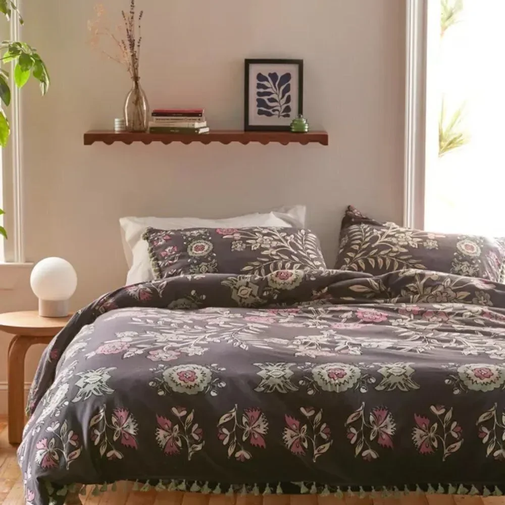 Urban Outfitters‎ Delia Duvet Cotton Cover Black Multi Twin/Twin XL